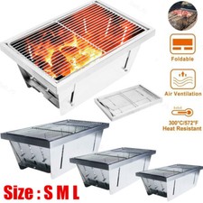 Foldable Portable Camping BBQ Grill Stainless Steel Barbecue Smoke Grills S,M,L