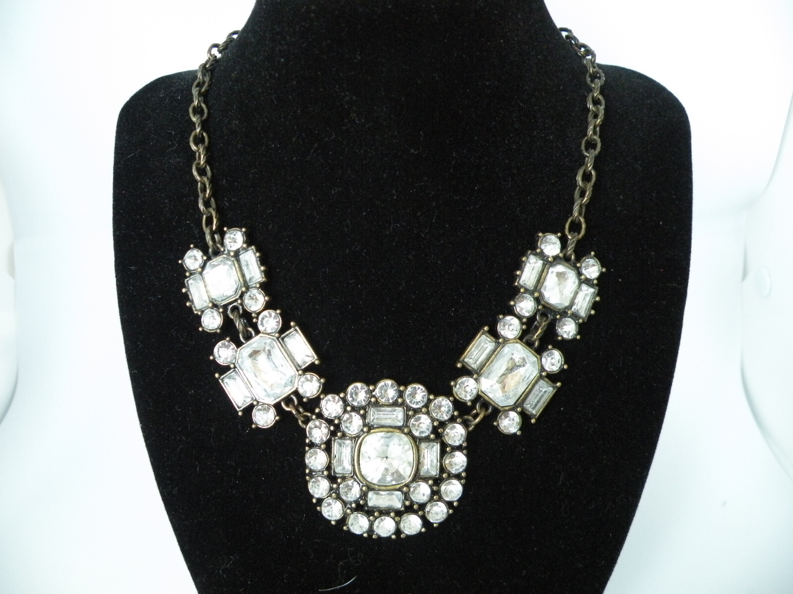 J Crew Signed Chunky Statement Clear Crystal Wome… - image 5