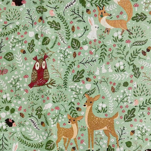 Woodland Sika Deer Animal French Jacquard Tapestry Upholstery Fabric for Sewing - Picture 10 of 17