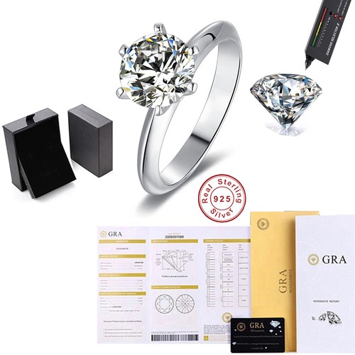 1CT/2CT/3CTLuxury 925 Sterling Silver Real Moissanite Rings 925 Sterling Silver - Picture 19 of 21