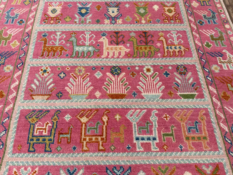 Exquisite Pink Afghan Hand Knotted Shabargan rug 4x6, 5x8, Area rugs | eBay