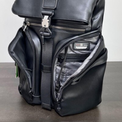 TUMI Backpack ALPHA BRAVO Logistic Black 932759 Leather Outlet New