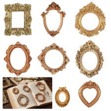 Ouligay 8pcs Small Picture Frames Gold Vintage Tiny Mini 1.5 inches, gold