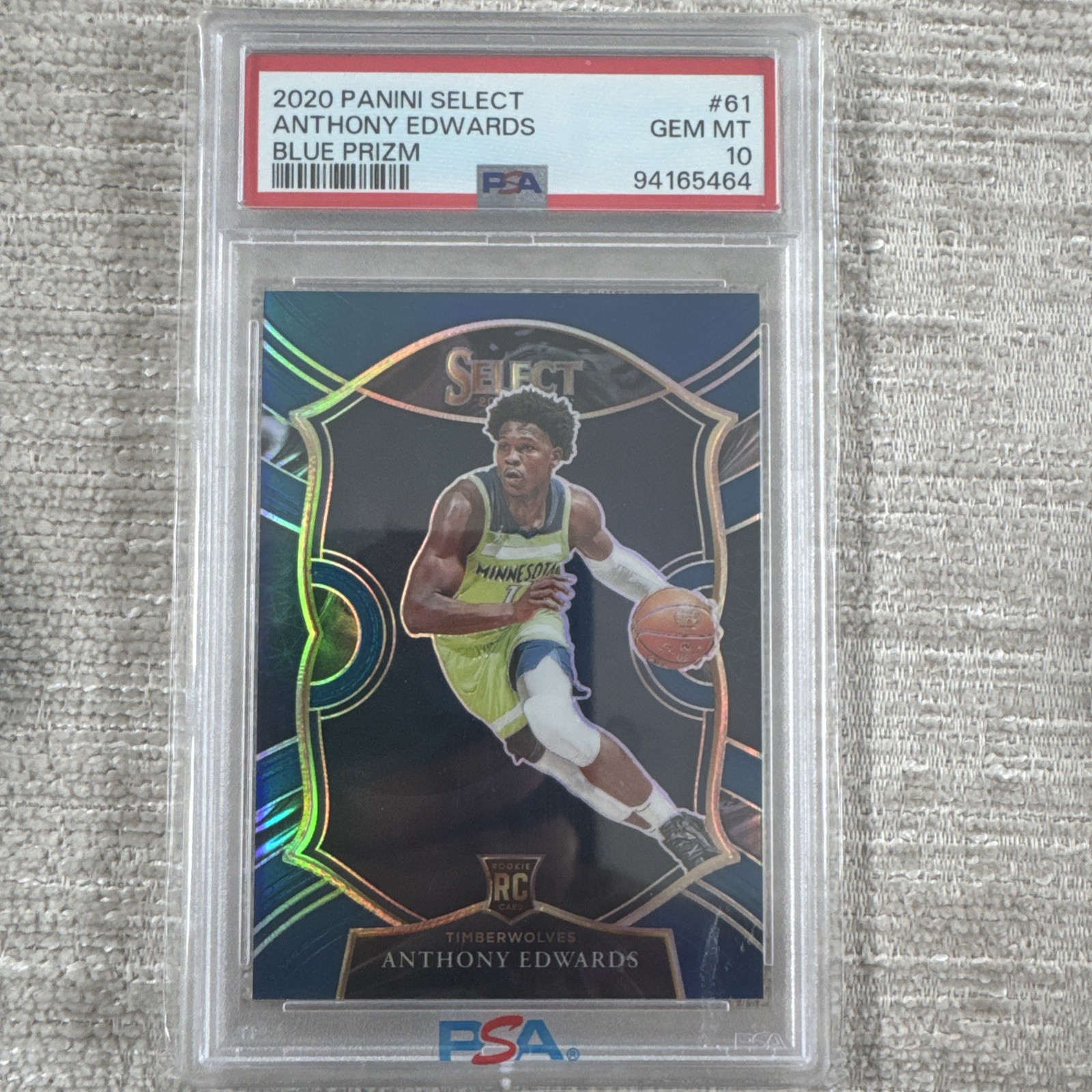 Anthony Edwards 2020-21 Panini Select Blue Prizm RC #61 PSA 10