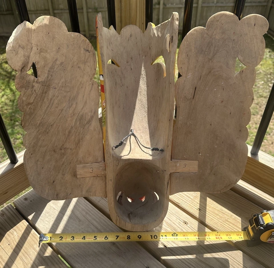 "Máscara de madera tradicional de Sri Lanka águila diablo decoración del hogar máscara colgante tamaño 18""" Foto 4 de 4