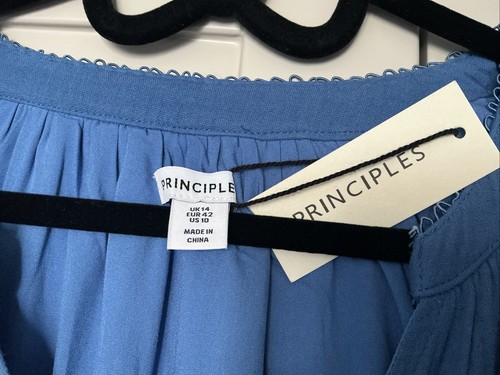 Principals Azul Maxi Vestido Talla 14 Nuevo Doble Gasa Tela Ligera Para Summe - Imagen 3 de 7