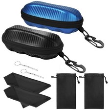 MoKo Sunglasses Case, Semi Hard Shell Unisex Protective 2 Pack, Black blue-pu