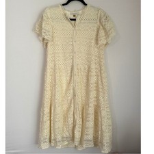NWT Downeast L'Amour Cream Lace Midi Dress Button Front Cottagecore Bohemian L