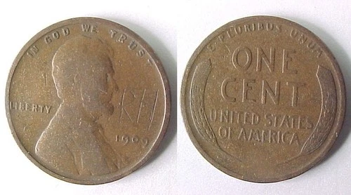 1909 P Lincoln Very Good Details VG  Graffiti  (NO VDB)