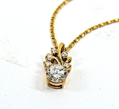 Sparkeling 6 CZ Gold Tone 3/4'' Pendent On Gold Tone Monet Tagged 18'' Chain