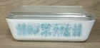 PYREX 503 Refrigerator Dish Vintage 1950s Amish Butterprint Turquoise W/ Lid