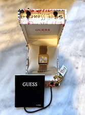 Guess Ladies gold fashion watch  - rectangular face & mesh bracelet (175535L2)