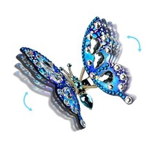 Handmade Fluttering Butterfly Hair Clips, Laser Iridescent Wings blue