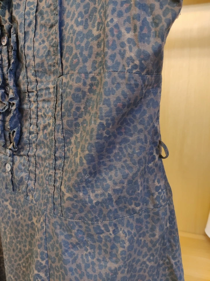 CAMISA DE VESTIR LAURA ASHLEY TALLA UK 14 MARRÓN/NEGRO MANGA CORTA ANIMAL PRINT MUJER Foto 2 de 4