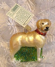 2016 YELLOW LAB - OLD WORLD CHRISTMAS - BLOWN GLASS ORNAMENT NEW W/TAG 12496