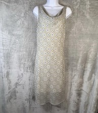 Faith Love & Passion Midi Dress Sz 8 Beige Floral Geometric 90s Cottage Fairy