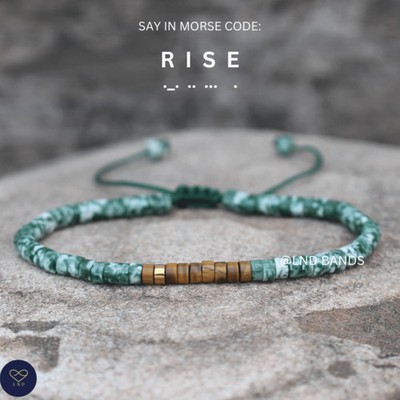 Morsecode Armband ''RISE'' verstellbar, aussagekräftig, geheime Botschaft, persönlich 