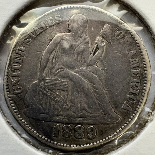 1889 Seated Liberty Silver Dime with dents