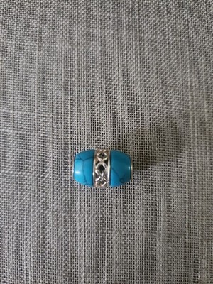 Silver And Faux Turquoise Barrel Bead Pendant