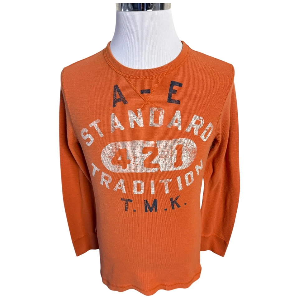 Camisa Gofre Térmica American Eagle Outfitters Para Hombre Talla Mediana M Naranja Foto 4 de 4