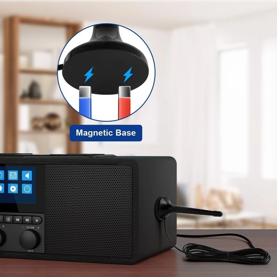 DAB Radio Antenna FM Telescopica Interna con Base Magnetica 5 dBi Antenna TV It - Immagine 3 di 4