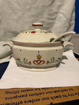 Vintage American Scenic Soup Tureen By Raintree w/ Lid & Ladle