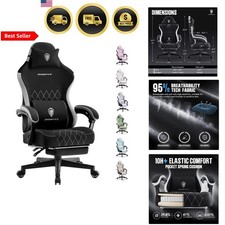 Gaming Chair Ergonomic Office Chair with Footrest Pocket Spring Cushion Black