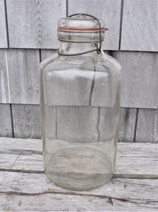Rare ONE Gallon Canning Storage Jar Glass Bottle w/ Wire Bail + Lid -Cookie Jar