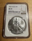 2002 $1 AMERICAN SILVER EAGLE NGC MS70 FLAWLESS