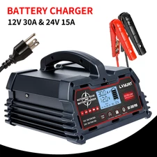 30A Smart Battery Charger 12V/24V Lead Acid Battery 12V LiFePO4 Battery Charger