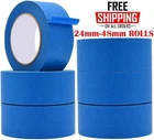 BLUE MASKING TAPE 50M X 25MM-50MM PAINTERS DIY CRAFTS UV-RESISTANT CLEAN PEEL