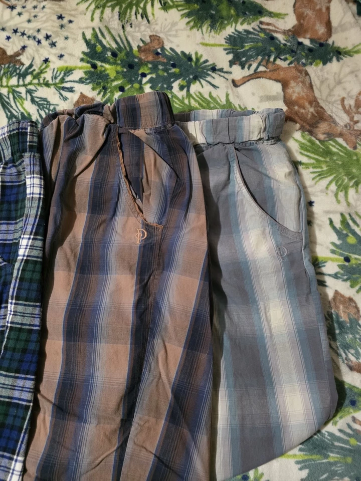 Pendleton Pajama Pants Men Sz XL Gray Blue Plaid Brown Lot Of 4 - Image 2 of 4