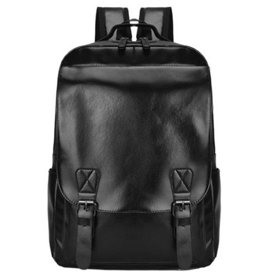 Unisex PU leather laptop bag work business bag hiking backpack leisure day ba...