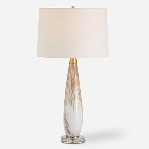 Uttermost Lyra White and Gold Table Lamp - 29"H, Shade 10"H x 15"Dia. - Picture 1 of 7