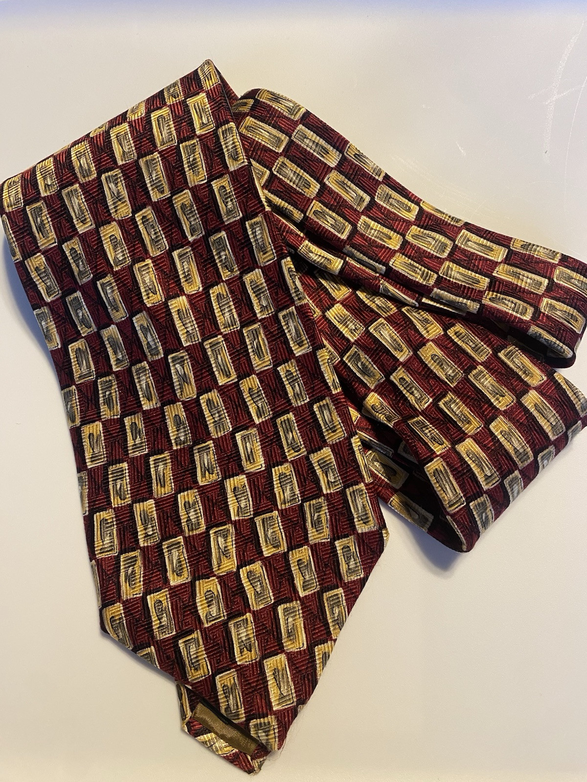 Robert Talbott Studio Necktie Red Gold Geometric,… - image 2