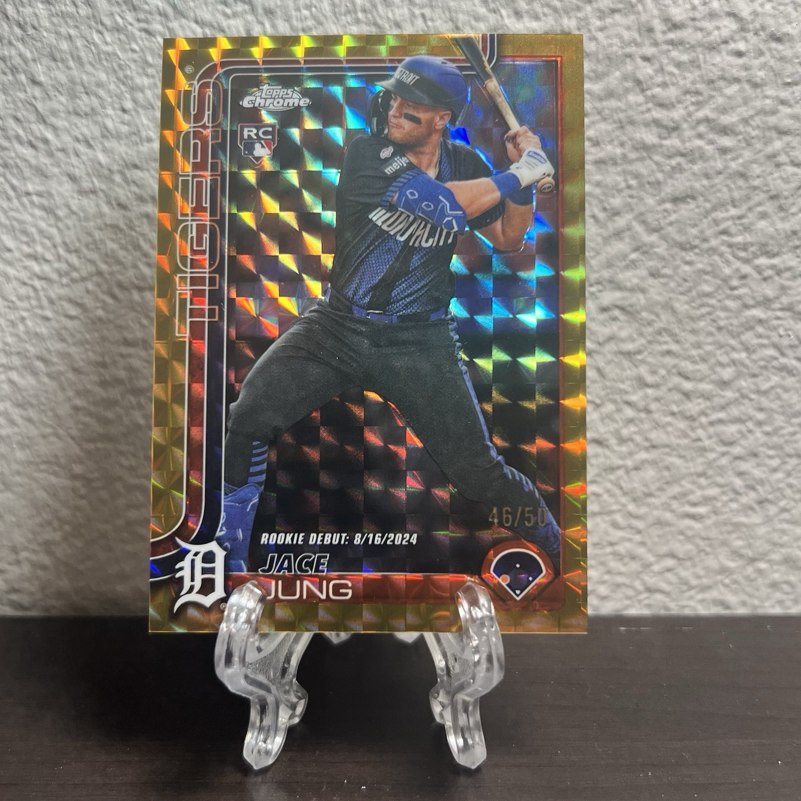JACE JUNG 2025 TOPPS CHROME UPDATE ROOKIE DEBUT GOLD GEOMETRIC RC /50 TIGERS