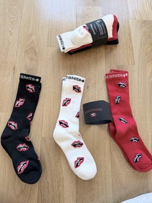 Chrome Hearts Socks  Matty Boy Chomper 3 Pack Sz Medium Red White Black CH