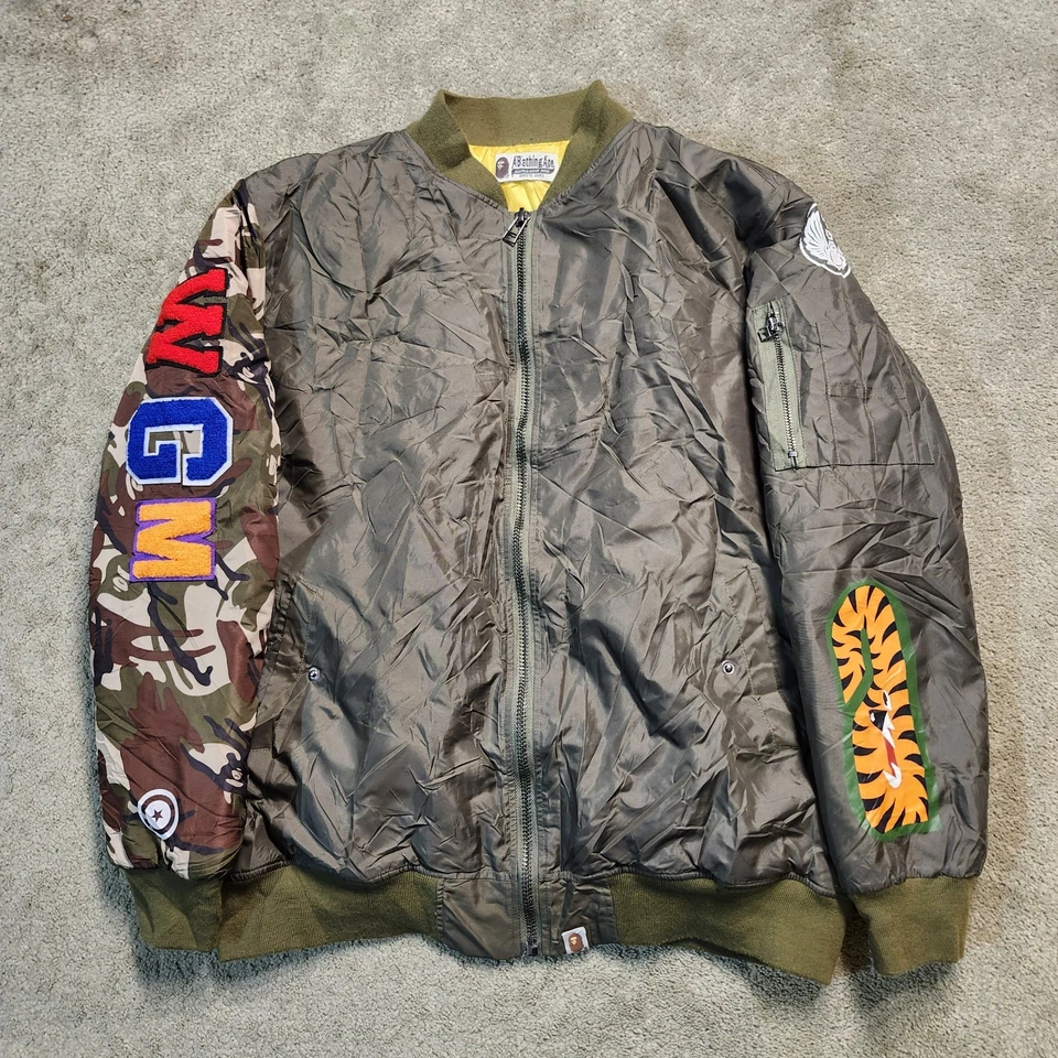 Bape A Bathing Ape Shark MA-1 Camo Bomber Flying Jacket Size Large Puffer - Image 2 of 4