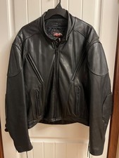 Hillside USA Black Leather Motorcycle Jacket Heavy Made in USA Men's size 50