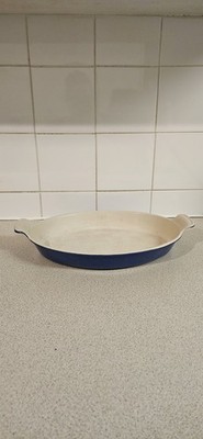 Große blaue Le Creuset ovale Auflaufform 38 cm gebraucht
