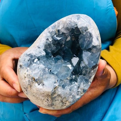3.85LB  Natural blue crystal cave quartz crystal cave mineral specimen 4521