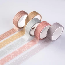 Pastel Washi Tape Set, 5 Rolls Decorative Scrapbook Tape, Cute Craft Tape