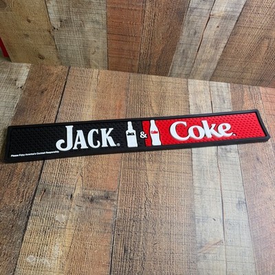 Jack & Coke Beer Bar Mat Runner Drink Coaster 23.5 x3.5  Man Cave Black And Red