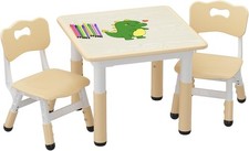 Toddler Childrens Table and 2 Chairs Set Height Adjustable Activity Paint Craft