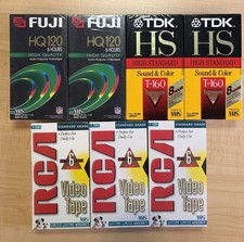 Mixed Lot 7 NEW SEALED Blank VHS Tapes: TDK T-160 FUJI HQ-120 RCA T-120H