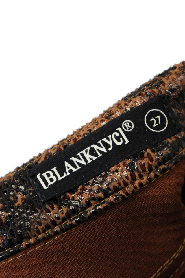 Blank NYC Womens Animal Print Five Pocket Mid-Rise Pants Brown Size 27 - Image 3 of 3