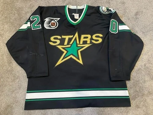 1991-92 Mike Craig Minnesota North Stars 75th Patch Game Used Worn Hockey Jersey