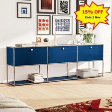 Classic Style Modern Storage Cabinet Shelf  Metal Free Standing Living Room