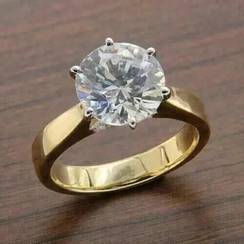 3Ct Round Cut Lab-Created Diamond Women's Engagement Ring 14K Yellow Gold Plated