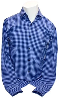 HUGO BOSS BLACK LABEL SLIM FIT HERRENHEMD BLAU KARIERT LANGARM 15/38 NEU - Bild 1 von 4